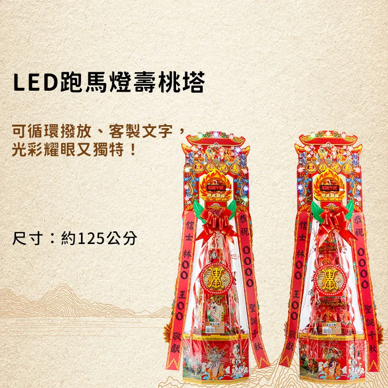 LED跑馬燈壽桃塔